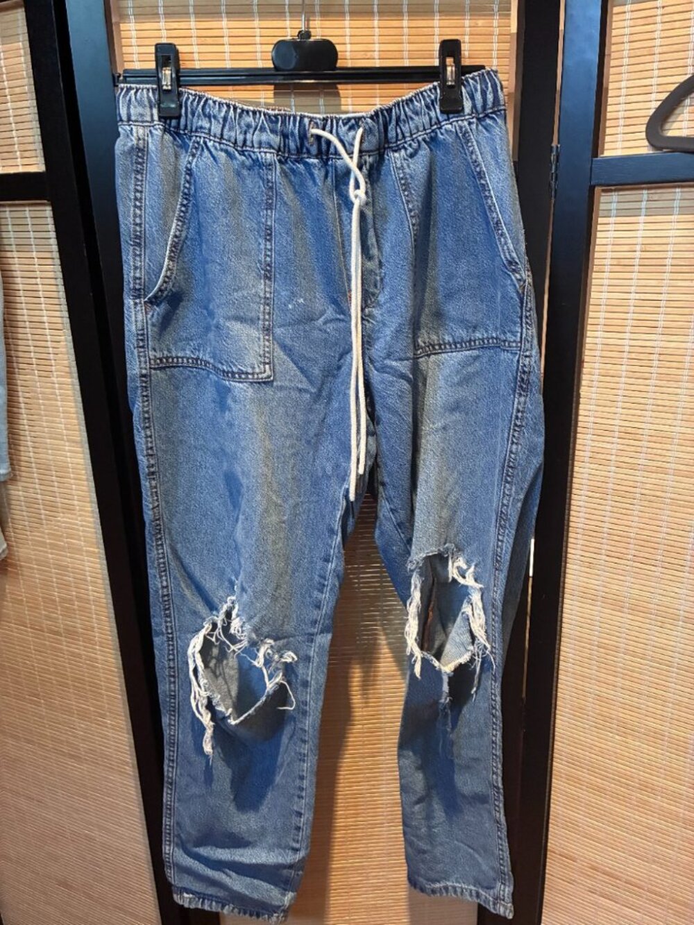 Garage Denim Blue Ripped Pull-On Jeans Size M
